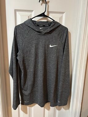 Nike Heather Charcoal Gray Hooded Long Sleeve Pullover